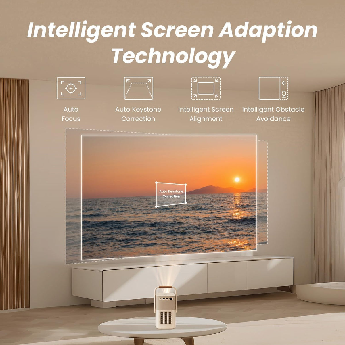 Yaber T2 Plus buitenprojector met WiFi 6 en Bluetooth, native 1080P Smart Movie draagbare projector voor binnen en buiten, compatibel met tv-dongle [geluid door JBL en ingebouwde batterij]