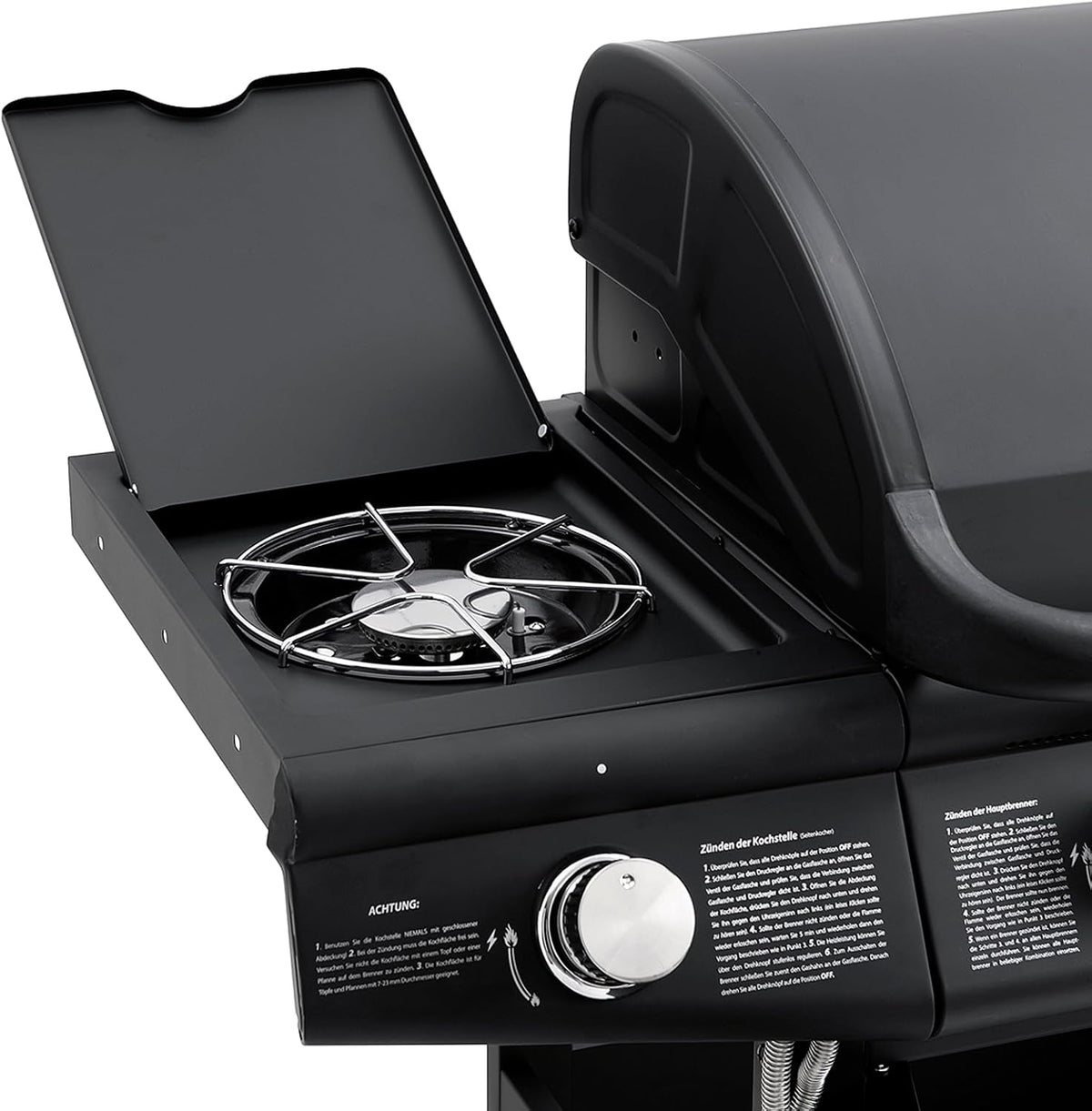 Taino RED 4+1 Gas Barbecue Grill Trolley BBQ Burners Stainless Steel Black - QUORE