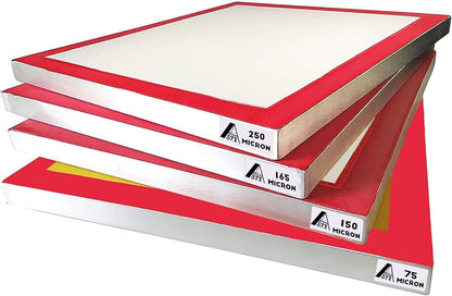 Aluminium zeefdrukschermen, formaat 20 x 24 "inch voorgespannen zeefframe, droog zeefscherm aluminium frame, polyester gaasscherm, 4 gaasmaten -60,90,110,200 (Micron Equiv. 250, 165, 149, 75)