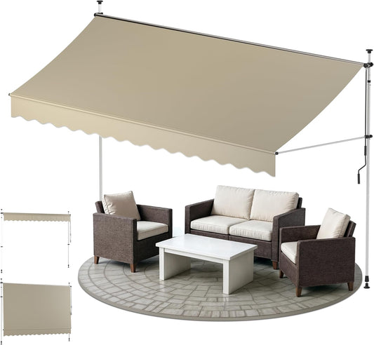 Sol Royal Zonwering 3m Breed Zonder Boren – Klemluifel met Handslinger – UV-bestendige Balkonzonwering voor Klemmen Weerbestendig voor Tuin Terras Staande Zonwering Beige – BM3