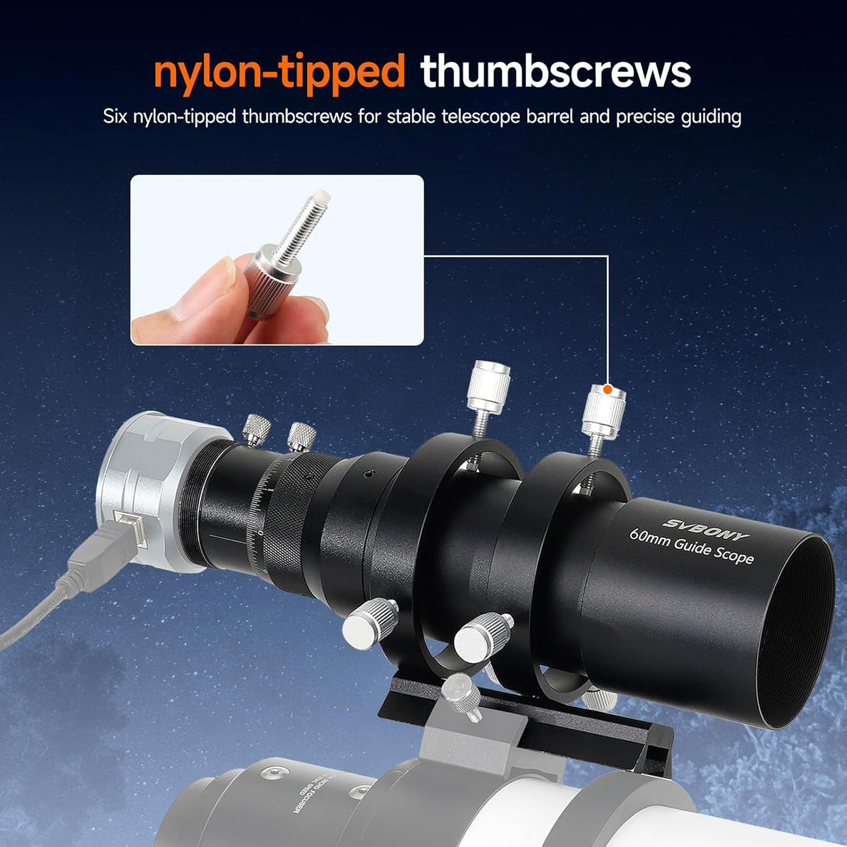 Svbony SV106 Guide Scope 60mm, F4 Zoeker met Spiraalvormige Focuser voor Begeleiden Vinden Sterren, Compatibel met ZWO QHY Auto Guide Camera