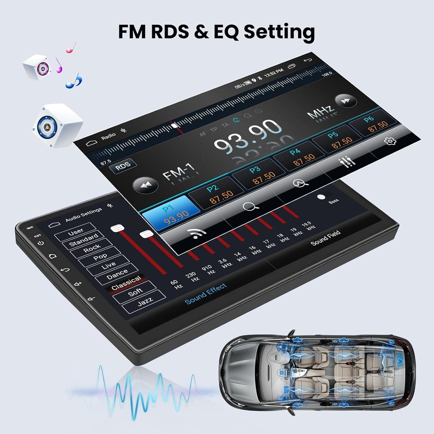 Android 13 Autoradio – Touchscreen Radio – Multimedia Systeem – Inbouw Stereo – Navigatie Systeem – 9 Inch HD Scherm – Draadloze CarPlay & Android Auto