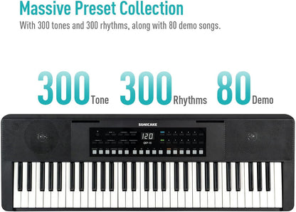 Keyboard 61 Toetsen Draagbaar – Piano – Muziekkeyboard – Digitale Piano – Toetsenbord – Bluetooth En Hoofdtelefoonaansluiting – 300 Tonen En 300 Ritmes