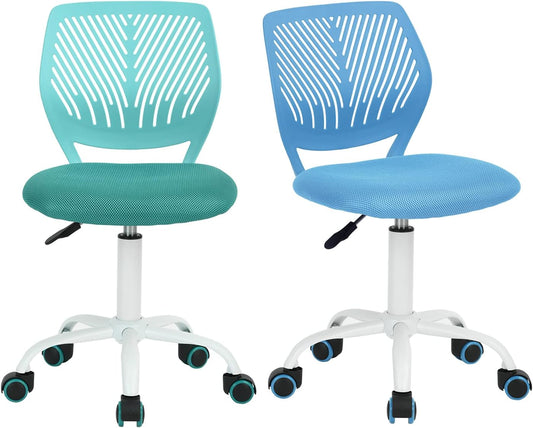 FurnitureR 2 stuks Home Office Chair, Ergonomische Verstelbare Hoogte Swivel Rolling, Computerstoel voor Thuis, Kantoor en Studie, Metaal, Blauw Turquoise, 38,5 cm x 40 cm x 75-87 cm