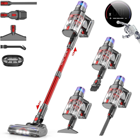 V15 Pro Max Stick Vacuum Cleaner Wireless,58KPa 600Watt Vacuum Cleaner, 75 Minutes Runtime and Rechargeable Detachable Battery,Standing Vacuum Cleaners for Pet Hair Carpet Car Floor - QUORE