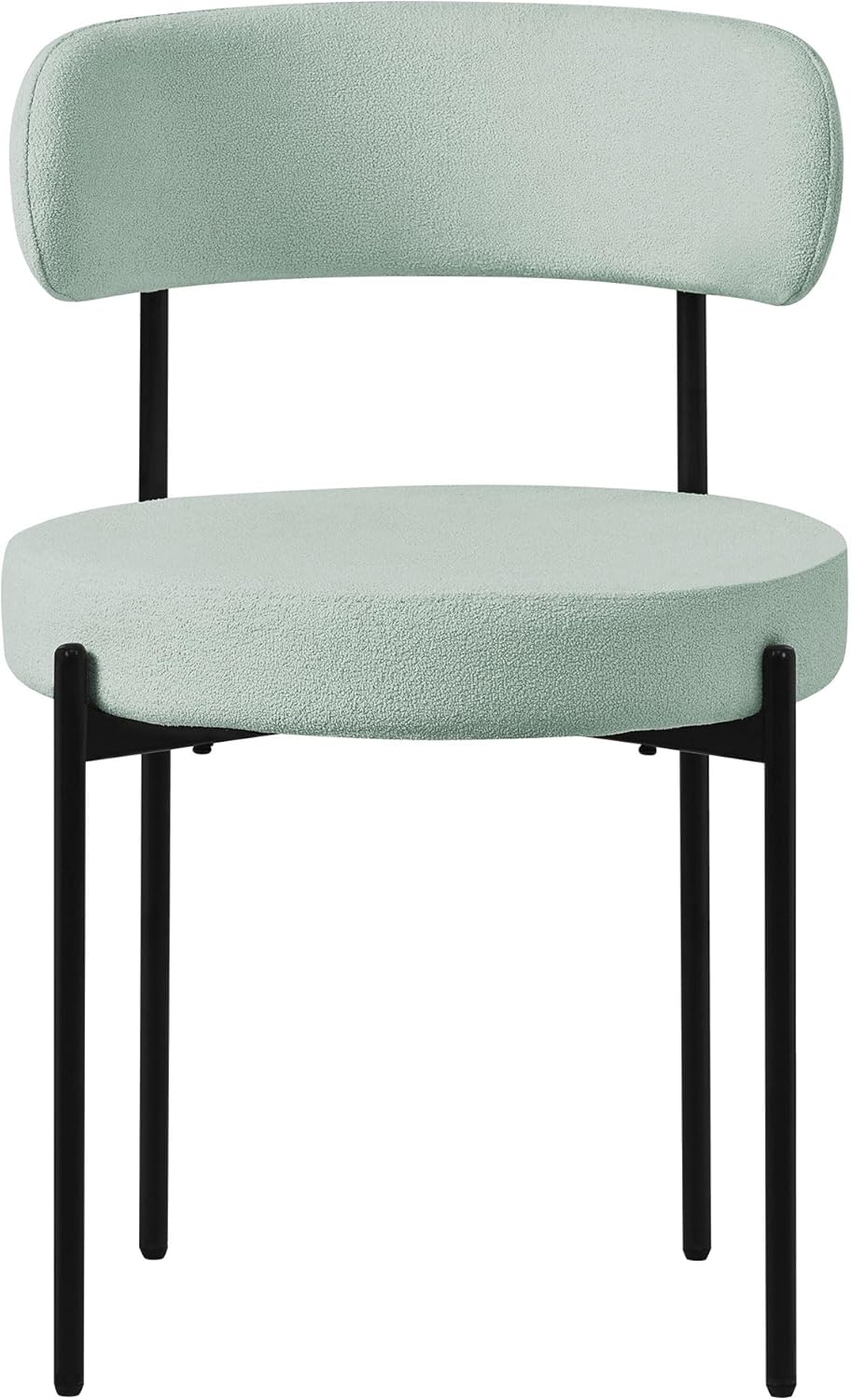 ML-Design Dining Chairs Set of 6, Kitchen Chair in Teddy Fabric Green, Living Room Chair with Backrest, Upholstered Chairs with Black Metal Legs, Ergonomic Lounge Chairs, Dining Room Chairs