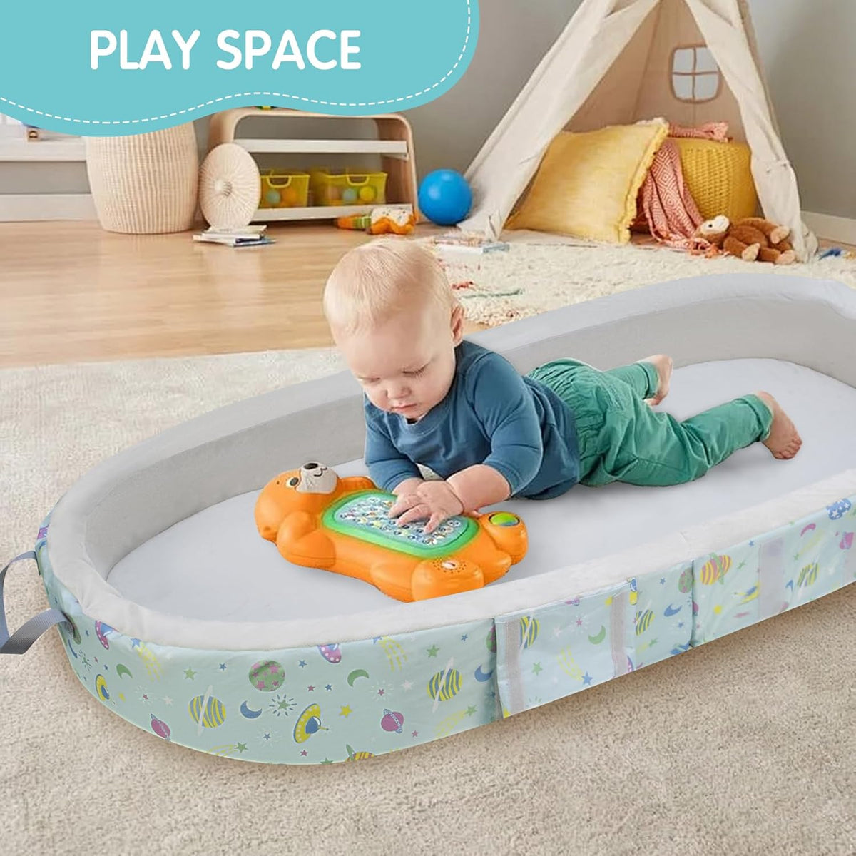 Draagbaar waterdicht reisbedje, opvouwbaar reisbed met matras, babyreiswieg voor baby's, kinderen en peuters, wasbaar laken inbegrepen, voor kamperen en reizen