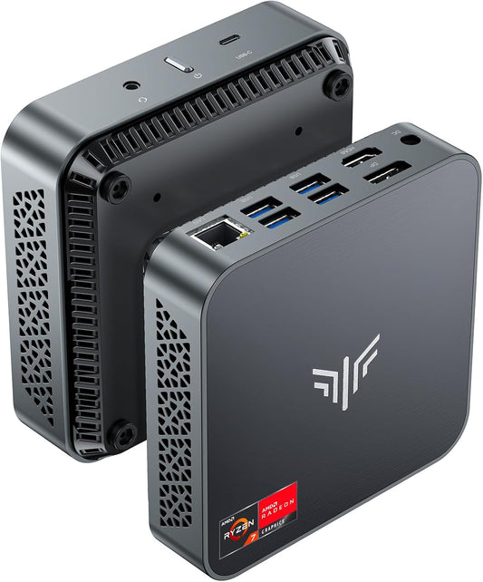 NiPoGi Mini-pc W-11 Pro, AMD Ryzen 7 5700U (tot 4,3 GHz, 8C/16T), 16 GB RAM, 512 GB SSD, mini-desktopcomputer voor kantoor, thuisbioscoop, business, Wifi 6/Bluetooth 5.2/DP+HDMI/USB-C, AM02PRO