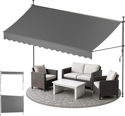 Sol Royal Zonwering 3m Breed Zonder Boren – Klemluifel met Handslinger – UV-bestendige Balkonzonwering voor Klemmen Weerbestendig voor Tuin Terras Staande Zonwering Antraciet – BM3