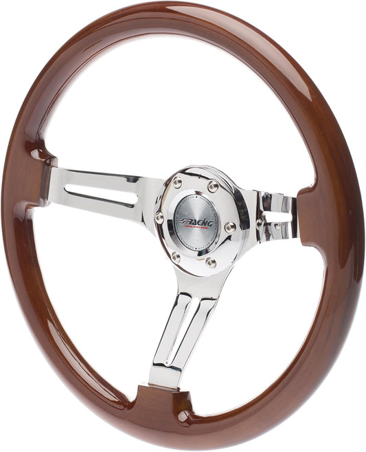 Sportstuur – Sportief Stuur – Houten Stuur – Universeel Stuur – Race Stuur – Massief Hout – Diameter 350 mm