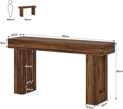 Tribesigns 160 cm Long Console Table, Rectangular Sofa Table Behind the Sofa, Farmhouse Table for Entrance, Hallway, Living Room (Rustic Brown)