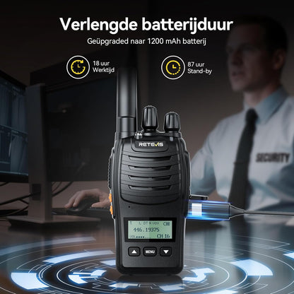 Retevis H777D Portofoons met 10-Voudige Oplader, LCD-Scherm, 1200 mAh-Batterij, Type C-Oplader, Eenvoudig te Koppelen, Langeafstandsradio voor Beveiliging, Hotel (10 Stuks)