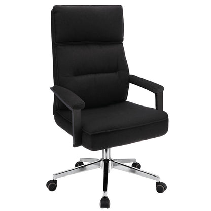 Bureaustoel – Kantoorstoel – Draaistoel – Office Chair – Computerstoel – Stoffen Bekleding – Verstelbare Zithoogte – Metalen Onderstel Chroom - Zwart