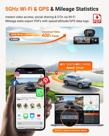 VANTRUE Starvis 2 N4 Pro S 4K dashcam voor de auto, 3-kanaals 4K + 1080P + 1440P met GPS, parkeerbewaking 24 uur, spraakbediening, IR-nachtzicht, LTE