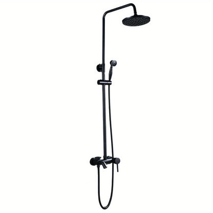 Douche Systeem – Douchekolom – Handdouche – Douchekraan – Wandgemonteerd – Zwart Design – RVS & Messing – Verstelbare Hoogte 85-110 cm