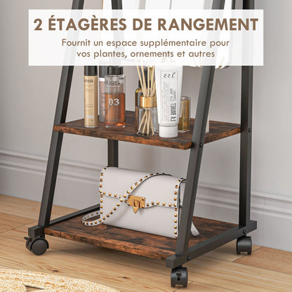 Staande Spiegel – Vloerspiegel – Rechthoekige Spiegel – Vintage Spiegel – Vrijstaande Spiegel – Verstelbare Kijkhoek – Met 2 Opbergrekken – Rustic Brown & Zwarte Accenten – 155 cm Hoog