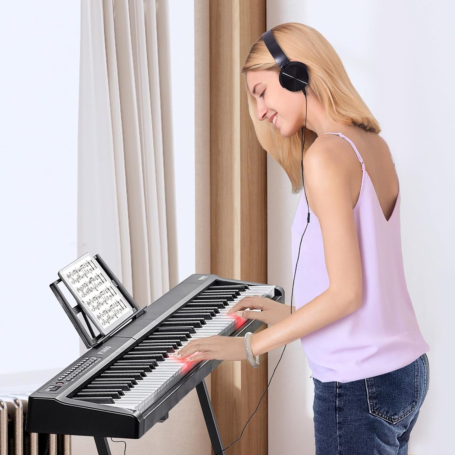 Digitale piano – Keyboard – Elektrische piano – E-Piano – Piano met toetsenbord – 88 Toetsen Halfzwaar – 1000 Tonen, 1000 Ritmes, Ingebouwde Luidsprekers, Bluetooth 5.0, USB En MIDI