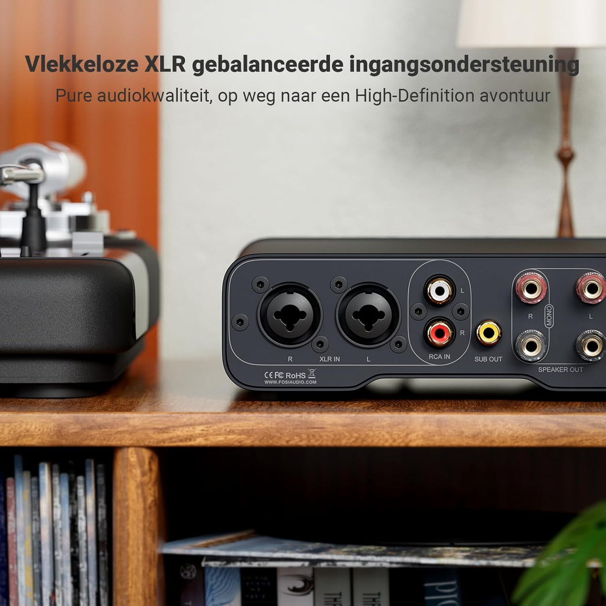 Fosi Audio ZA3 Gebalanceerde Stereo/Mono Versterker HiFi, Chips TPA3255, Mini Audio Versterker Monoblock met XLR RCA Ingangen en 12V Trigger-In, voor Desktop Boekenplank Luidsprekers & Subwoofers