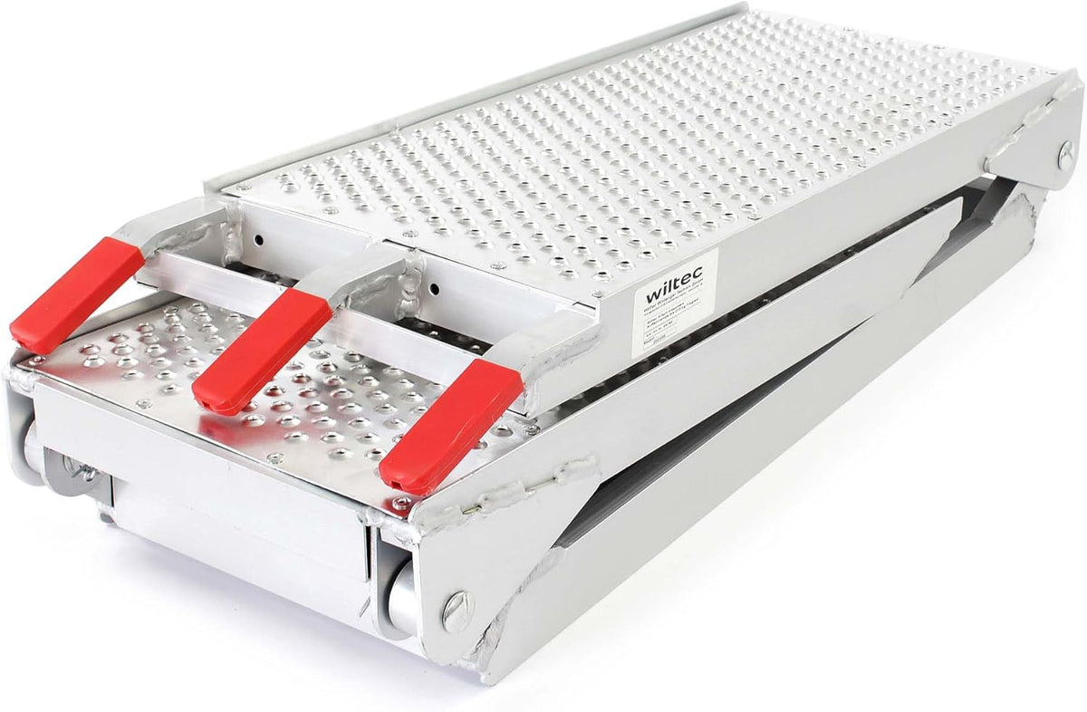 Wiltec 3-delig inklapbare oprijplaat tot 270 kg laadramp laadplaat aluminium anti-slip oprijden
