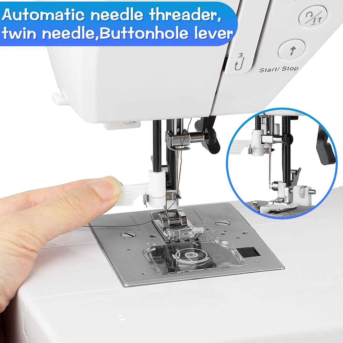 Elektronische naaimachine – Digitale naaimachine – Computer naaimachine – Vrije arm naaimachine – Naaimachine voor beginners – 200 steken – Lcd-scherm en traploze snelheidsregeling