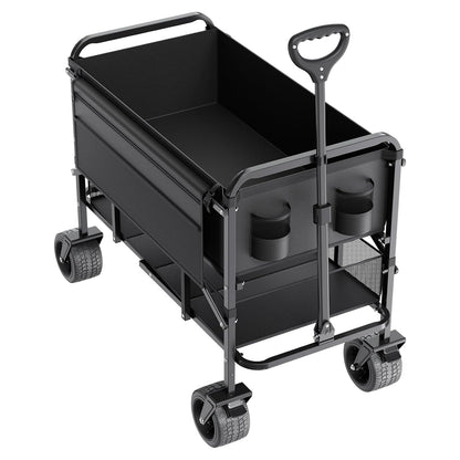 VEVOR Dubbeldekker vouwwagen, inklapbaar, 300 liter, zware vouwwagen, verlengde lange tuinwagen met all-terrain wielen, ondersteuning tot 450 lbs, outdoor utility wagen voor kamperen, sport, winkelen