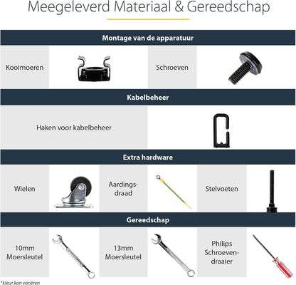Serverrack – Serverkast – Patchkast – Netwerkkast – Datarack – 12U 4-Post Open Frame 19 Inch Met Wielen – Verstelbare Diepte Van 56,0 Tot 101,7 Cm