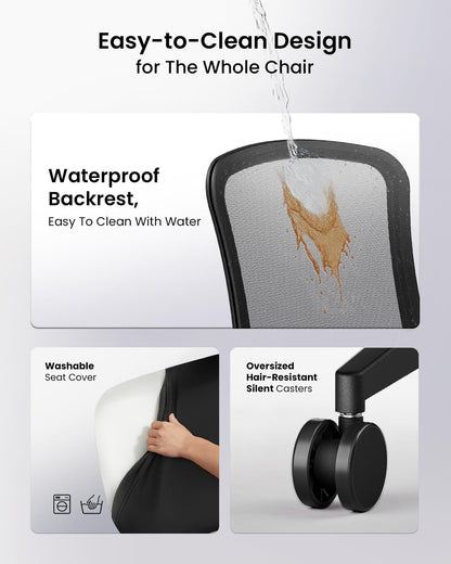 ProtoArc Flexer Pro Ergonomische Bureaustoel - Mesh Bureaustoel met Lendensteun, Schuifzitting en 4D Armleuningen, Ademend Mesh van Wintex, Kantelvergrendeling, Metalen Onderstel voor Thuis
