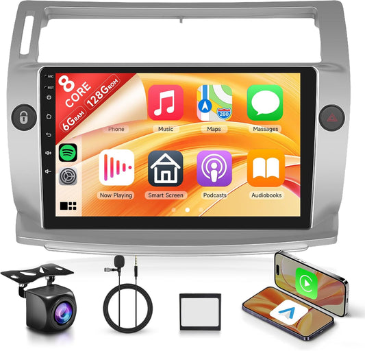 Android Autoradio – Auto Stereo – Multimedia Speler – Navigatiesysteem – Touchscreen Radio – 9 Inch HD Scherm – 6GB RAM + 128GB Opslag – Draadloos CarPlay & Android Auto