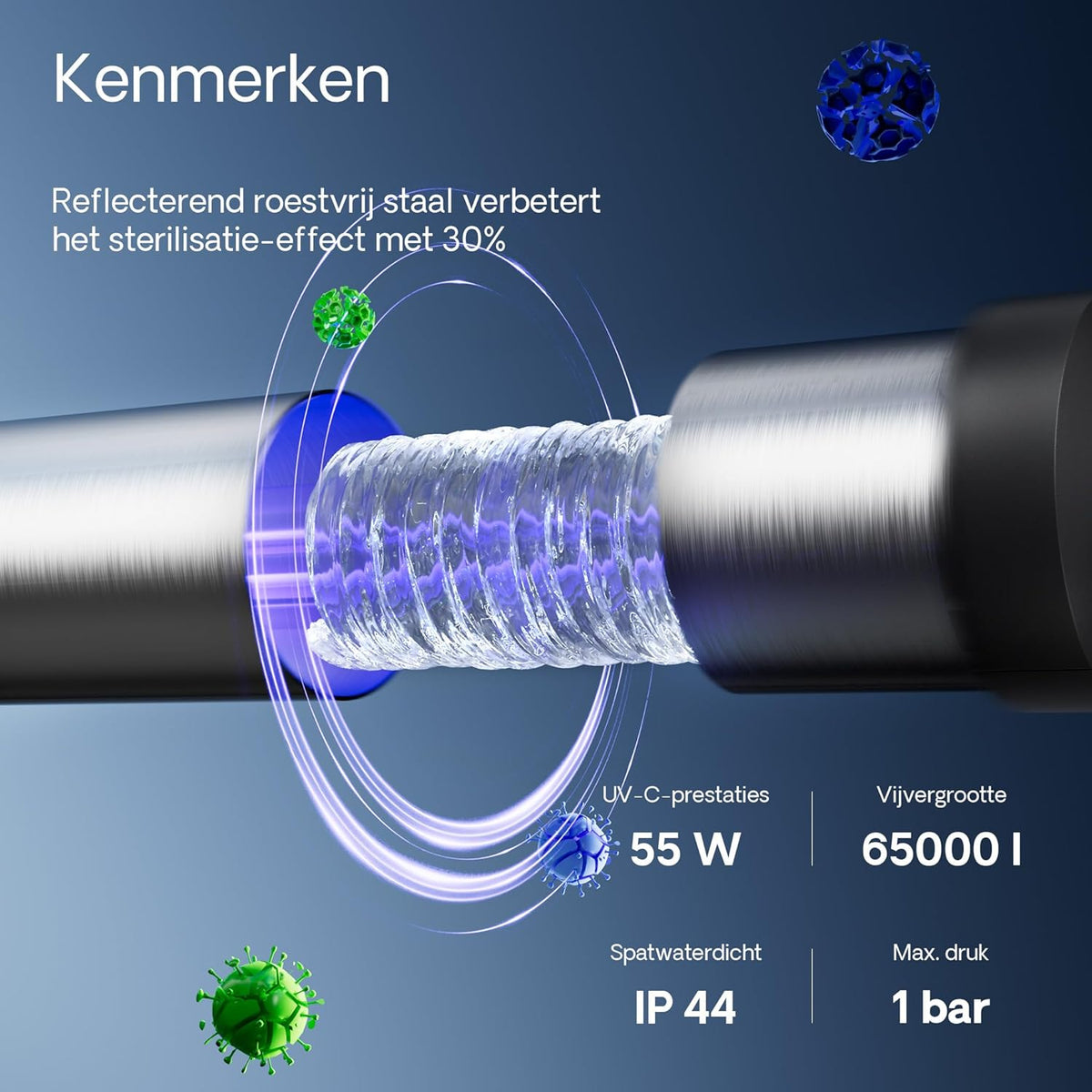 SunSun CUV-755 vijverzuivering waterzuiveraar RVS lichtfilter 55W