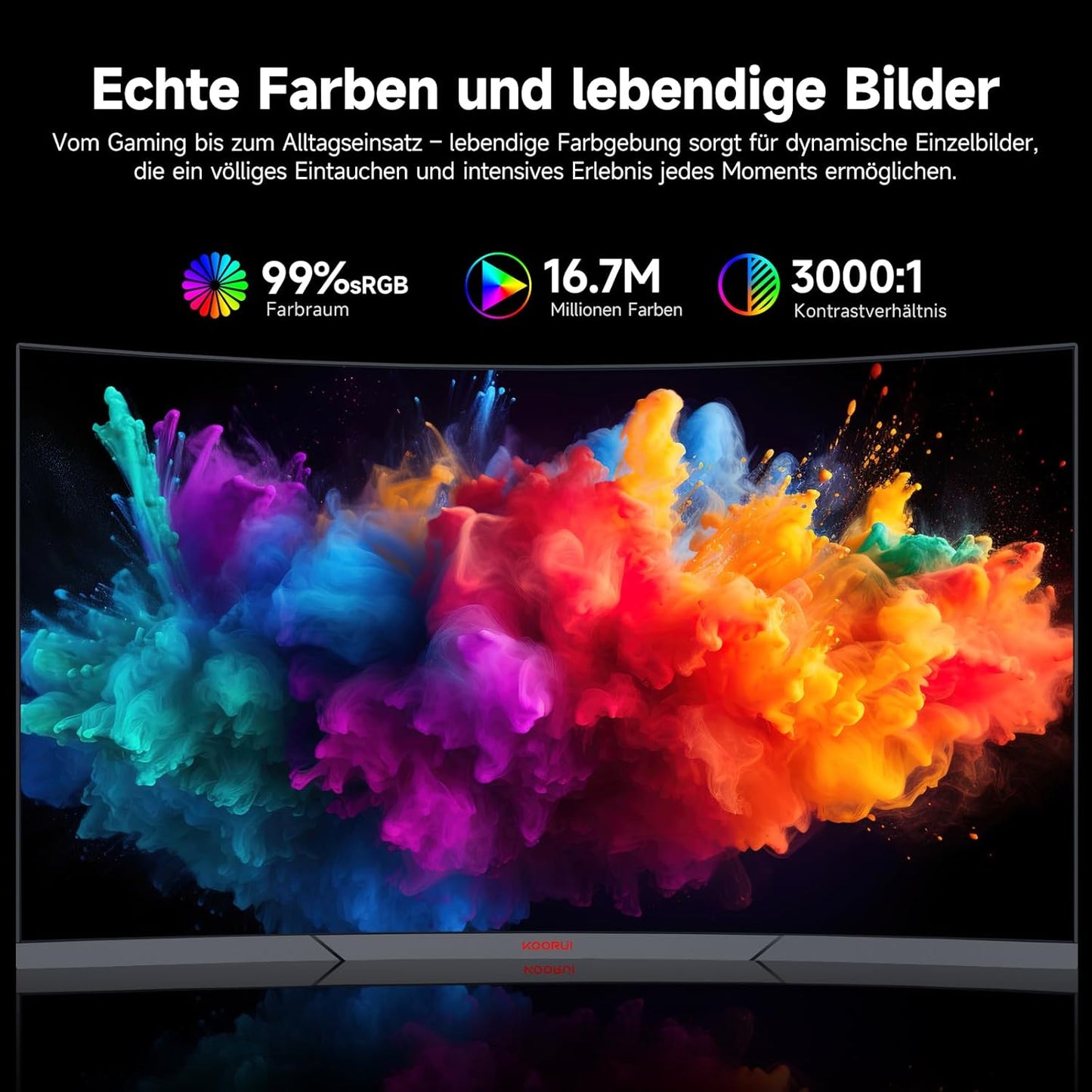 KOORUI Gaming Monitor 23.6 inch 23.5 FHD 180Hz VA /R1500 - QUORE