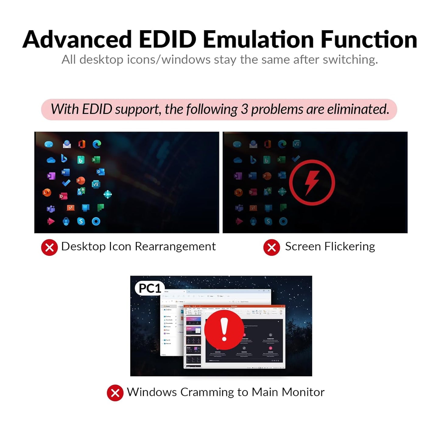 AV Access Docking Station Dual Monitor voor Laptop & Desktop, KVM Switch 2 Monitoren 2 Computers met Ethernet, EDID, 4K @60Hz Dual Display, 4xUSB-A, 1xUSB-C, Voeding voor Laptop, Audio, SD