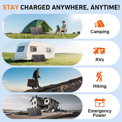 DOKIO Opvouwbaar Zonnepaneel 100w 12v Monokristallijne zonnelader met 10A-controller voor caravan camper camping Auto Boot Batterij opladen