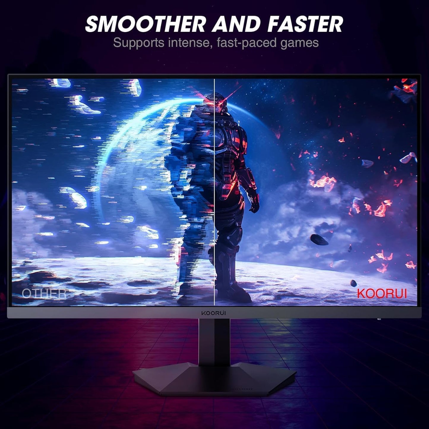 KOORUI 27-Zoll-Gaming Monitor, QHD 2560 x 1440p, 200 Hz, 1 ms schnelles IPS Display, HDR400, FreeSync Premium, Schwarz - QUORE