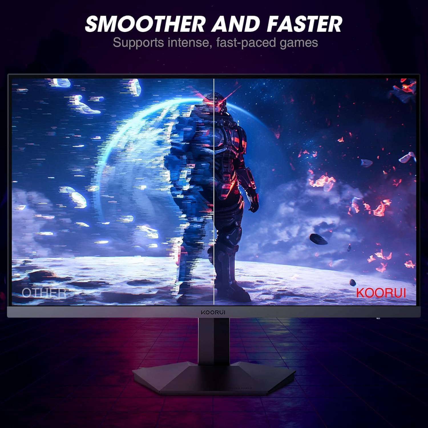 KOORUI 27-Zoll-Gaming Monitor, QHD 2560 x 1440p, 200 Hz, 1 ms schnelles IPS Display, HDR400, FreeSync Premium, Schwarz - QUORE