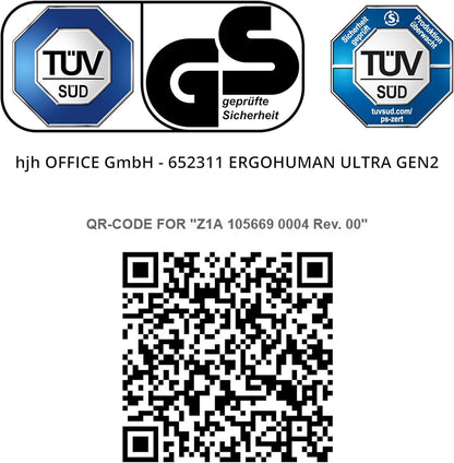 hjh OFFICE Ergonomische Ergohuman Ultra GEN2 Bureaustoel, origineel design, bureaustoel met flexibele lendensteun, netbespanning, zwart