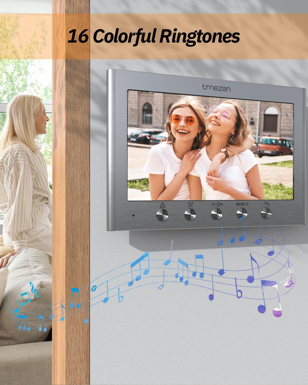 TMEZON Intercom met 2 draden, met 4 TFT-monitoren, 7 inch (17,8 cm) en buitenbel met camera, nachtzicht, twee-weg audio, T30 voor 4 gezinnen/woningen