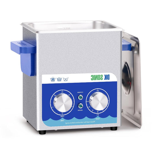 DK SONIC Ultrasonic Cleaner 2L 60W | Jewel & Glasses Cleaner With Mechanical Timer & Heating | Includes Basket For Coins & Small Accessories - QUORE