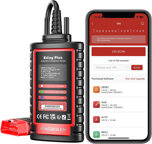 KINGBOLEN Ediag Plus Autodiagnosekoffer, OBD-II Franse diagnose voor 15 complete systemen, Can-FD, auto-wijn, ECU-codering en actieve test, gratis update 1 jaar