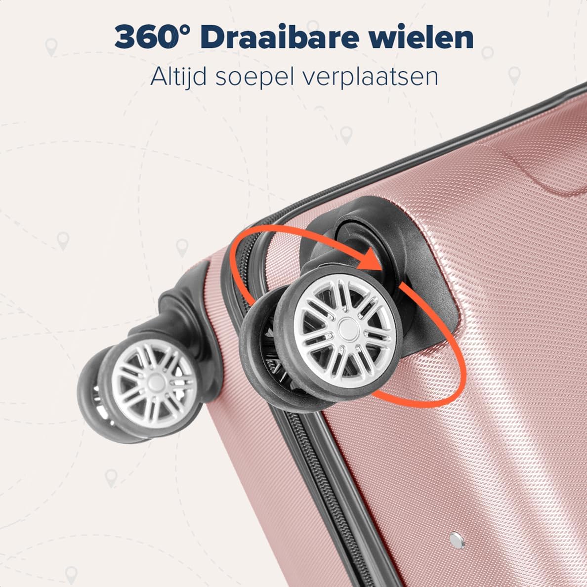 TRVLMORE Kofferset - 3 Delig - 38L Handbagage + 110L Ruimbagage - Lichtgewicht - Trolley - Reiskoffer Set - Roségoud