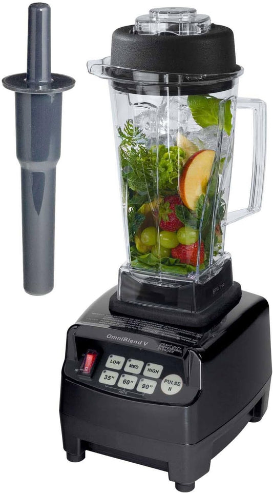 OmniBlend Smoothie Maker 2L zwart - Smoothie Mixer met BPA-vrije houder & 6 messen systeem van roestvrij staal - Ideal voor groene smoothies - Blender met 3 pk motor