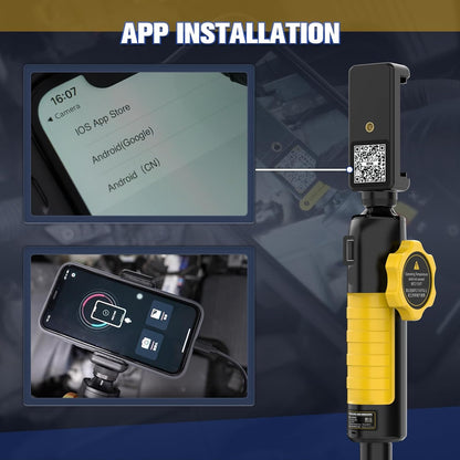 AUTOOL Borescope camera met licht, 210° twee-weg endoscoop-inspectiecamera, 6,5 mm stuurlens, 6 LED-verlichting, HD 1080P videoborescope compatibel met Android- en iOS-telefoon met 3FT slangkabel