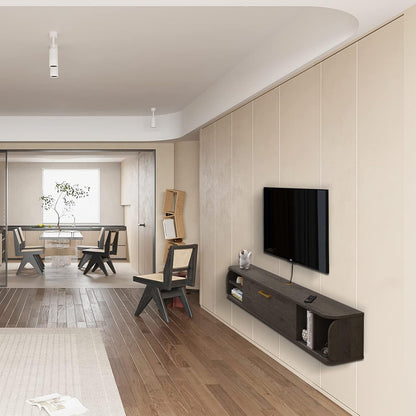 Pmnianhua Tv-kast, hangkast, zwevend tv-rek, wandgemonteerde zwevende tv-houder, consolecentrum, multimedia, entertainment, grote opbergkast voor thuiskantoor (147 cm)