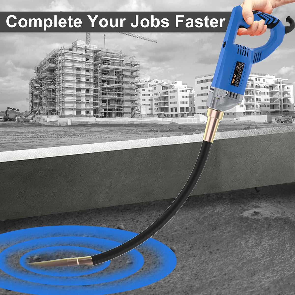 IMAYCC Betonschuiler, 1300 W, 220 V, 4300 omw/min, 2 m slanglengte van koper, betongereedschap