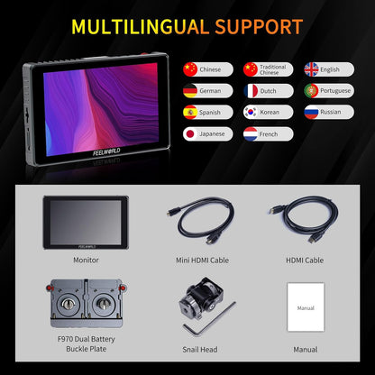 7 Inch Cameramonitor – Field Monitor – Monitorscherm – DSLR Monitor – Videomonitor – 1600 Nits Touchscreen – 12G-SDI HDMI 2.0 Cross Conversion