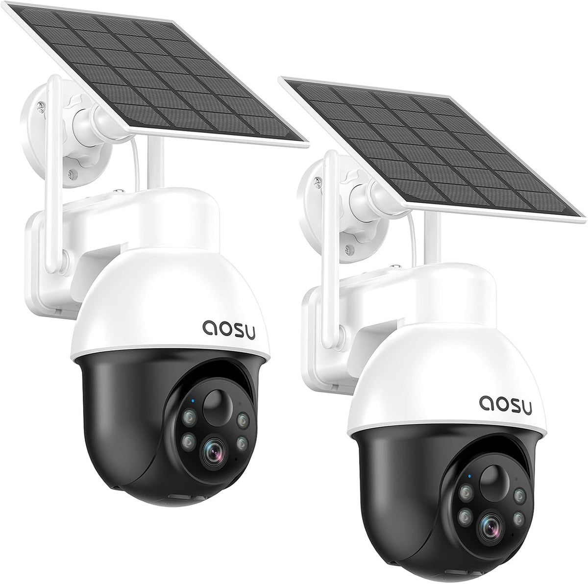 AOSU Draadloos Buiten Systeem voor Zonnebeveiligingscamera's, 3K/5MP WiFi Camera op Batterij voor Huisbeveiliging, Panoramische PTZ, Auto Tracking, Nachtzicht, Spotlights, 2-Weg Gesprek