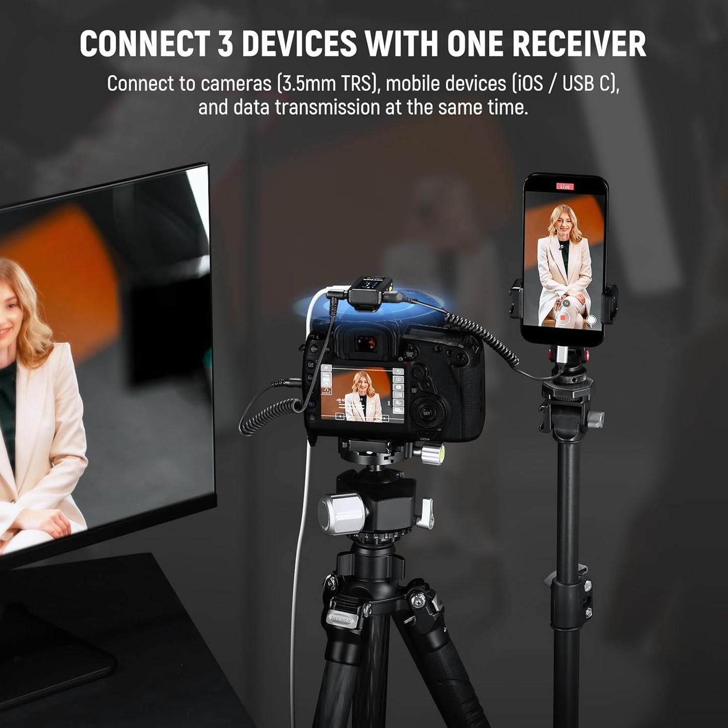NEEWER CM28 PRO Draadloze lavalier-microfoon + oplaadcase en reinigingsdoek, ruisonderdrukking, 9 uur opname, mini-microfoon compatibel met iPhone iPad, USB C, Android camera, pc, laptop, computer