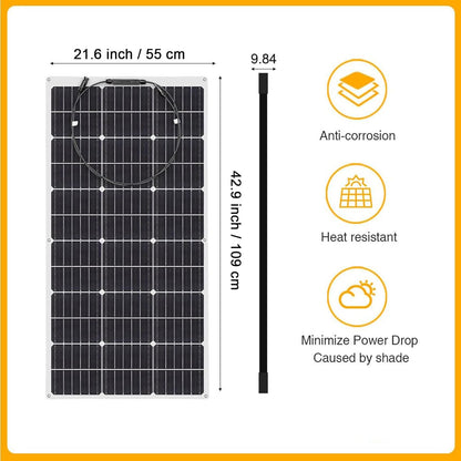 XINPUGUANG 200W Solar Kit 2st 100W Flexibele zonnepanelen Mono PERC Module 20A Solar Regulator voor boot, auto, caravan, 12V batterij opladen (200W)