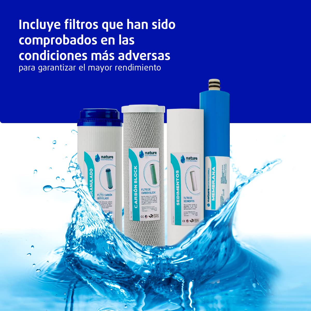 Nature Water Professionals Omgekeerde osmose-uitrusting, 5 niveaus, capaciteit voor 6 l, incl. 75 GPD-membraan, watertank, pomp en filter