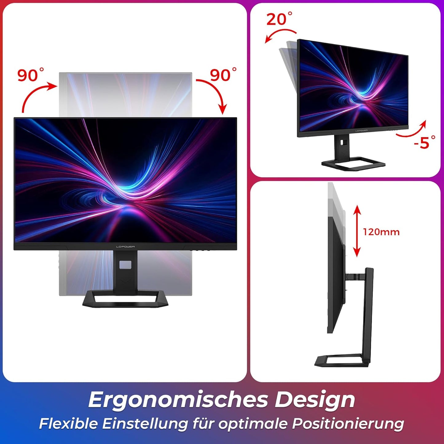 LC-Power Monitor Gaming 27 Pollici, Dual Mode UHD 4K (3840×2160) 160Hz | FHD 320Hz, 1ms OD, Rapid IPS, 130% sRGB, AdaptiveSync, HDR400, HDMI 2.1, DP 1.4, VESA, M27UFD
