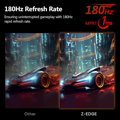 Z-Edge Gaming Monitor Gebogen 24'' 180 Hz/165 Hz/144 Hz, FHD (1920x1080), 1 ms MPRT, FreeSync, gamingmonitor met DP-kabel, 1650R VA, 300cd/m², HDMI 2.1 & DP 1.4, Verstelbare Kanteling, 178° kijkhoek